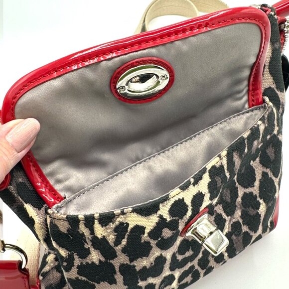 ⭐️⭐️SOLD⭐️⭐️ Y2K Coach Park Ocelot Leopard Print Crossbody - Black/Red Patent - Picture 14 of 15